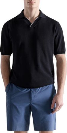 Mango Contrast Trim Piqu&eacute; Polo in Navy at Nordstrom, Size X-Large