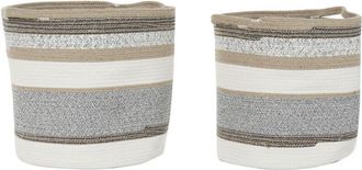 DKD Home Decor Set di Cestini DKD Home Decor Bianco Grigio Naturale Juta Iuta (2 Pezzi)