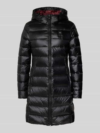 Blauer Steppjacke mit Label-Detail in Black, Gr&ouml;&szlig;e M