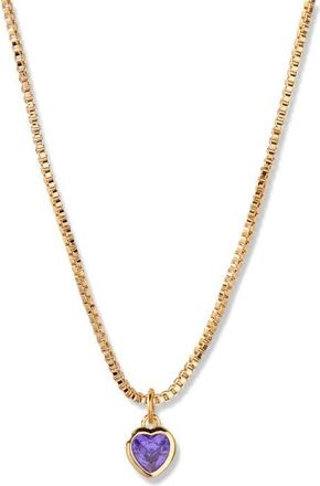 Brook & York Mackenzie Birthstone Heart Pendant Necklace in Gold/February at Nordstrom