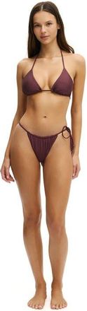 Cotton On Womens Side Tie Gathered Brazilian Bikini Bottom in Plum Kiss Shimmer at Nordstrom, Size X-Large