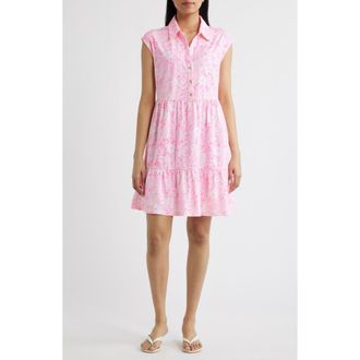Lilly Pulitzer Arley Floral Print Sleeveless Shirtdress in Conch Shell Pink Burst Of Joy at Nordstrom, Size Xx-Small