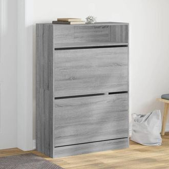 vidaXL Vidaxl - Mueble Zapatero 2 Cajones Abatibles Gris Sonoma 80x34x116 Cm