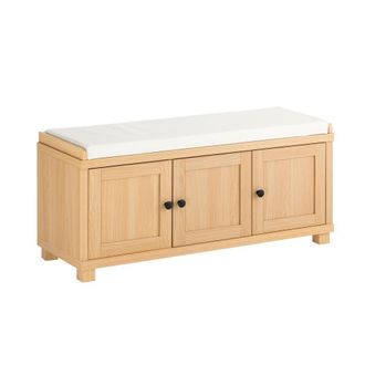SoBuy Fsr188-n Banco Zapatero 3 Puertas Y 4 Compartimentos Abiertos L104 X D35 X H47 Cm Natural - Sobuy