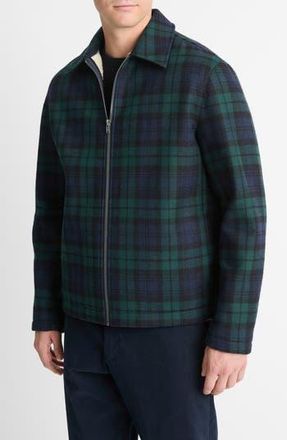Vince Plaid Fleece Lined Wool Blend Zip-Up Jacket in Coastal Combo at Nordstrom Rack, Size Medium