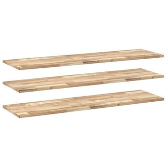 Berkfield Home Floating Shelves 3 pcs 140x40x2 cm Untreated Solid Wood Acacia in Brown | Size: 140 x 40 x 2 cm