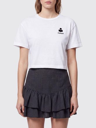 Isabel Marant Cropped Cotton T-shirt with Contrast Logo