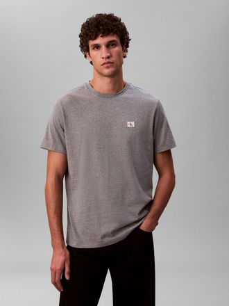 Calvin Klein Jeans T-Shirt CALVIN KLEIN JEANS SS BADGE 30S JERSEY CLASSIC TEE, Herren, Gr. S, grau (med grau htr), Single Jersey, Obermaterial: 100% Baumwolle, regular f