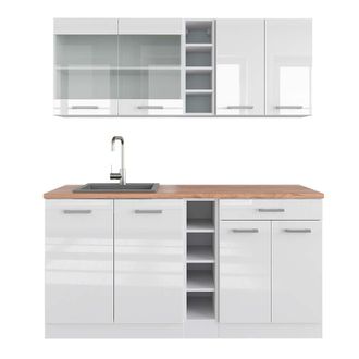 Vicco Cocina Vers&aacute;til R-line, Blanco Alto Brillo/blanco, 160 Cm, Et Roble