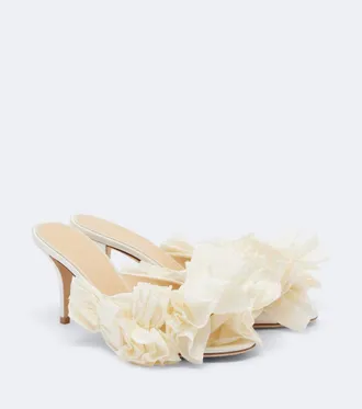 Magda Butrym Floral-appliqu&eacute; satin mules