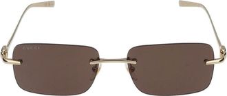 Gucci Rechthoekige Zonnebril - Heren - Accessoires - Geel - Maat: 55 MM