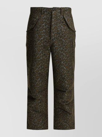 Beams Plus cargo shorts animal print belt loops pockets