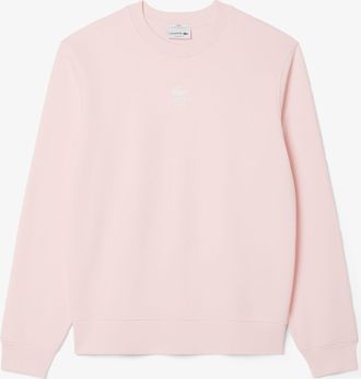Lacoste Mens Printed Fleece Sweatshirt in Pink Cotton - Size X-Small