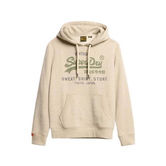 Superdry Hoodies, male, Beige, Size: XL Hoodie Logo Vintage Heritage Relaxed