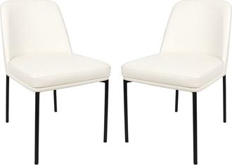 Manhattan Comfort Set Of 2 Loft Metal Vegan Leather Side Chairs