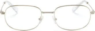 Swarovski crystal-embellished oval-frame glasses - women - Metal (Other)/Acetate/Crystal - 54 - Gold