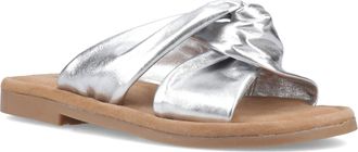 Hush Puppies Amy Breed Passende Leren Dames Zilveren Standaard Sandalen