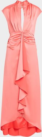 Ramy Brook Catrin Draped Deep V-Neck Gown