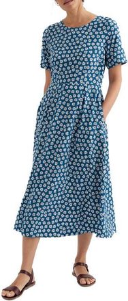 Seasalt Cornwall Tilly Floral Midi Dress in Pressed Daisy Ocean Drift at Nordstrom, Size 16