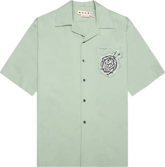 Marni T-shirt con cristalli e tasca - Verde