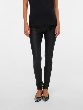 Mama Licious Umstandsjeans MAMALICIOUS MLSANTOS SLIM COATED HB JEANS NOOS, Damen, Gr. 27, L&auml;nge 32, schwarz, Denim/Jeans, Obermaterial: 77% Viskose, 20% Nylon, 3% 