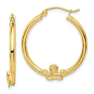Diamond2Deal 10k Yellow Gold Angel Shape Huggie Hoop Earrings