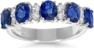 Leo Pizzo 18kt witgouden Eternity ring met saffier - Zilver