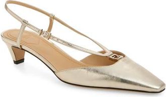 Fendi Fold Kitten Heel Pump in F0Xew Light Gold at Nordstrom, Size 6.5Us