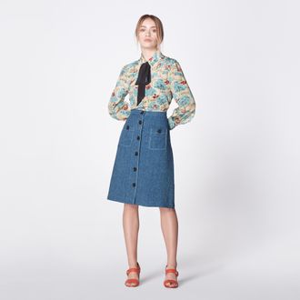 L.k. Bennett Womens Wilson Skirt, Denim - Blue - Size 12 UK