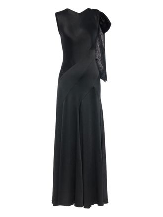 Maison Margiela bow-detail asymmetric gown - women - Viscose/Acetate - 44 - Black