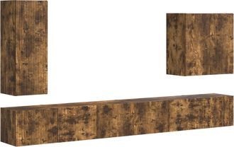 vidaXL Conjunto De Mueble Para Tv De Pared 6 Uds. Roble Ahumado Vidaxl