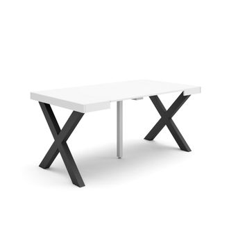 Skraut Home Mesa Consola Extensible, Mesa Comedor Plegable, 160, Para 8 Comensales, Patas Madera Maciza, Estilo Moderno, Blanco - Skraut Home