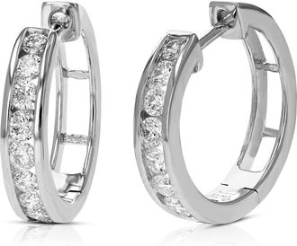 Vir Jewels 1 cttw Lab Grown Diamond Hoops Earrings in Sterling Silver With Hidden Post For Women