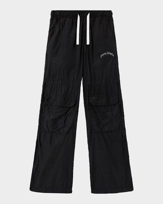 Palm Angels Men & apos;s Curved Logo Drawstring Cargo Pants