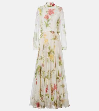 Oscar De La Renta Floral silk chiffon gown