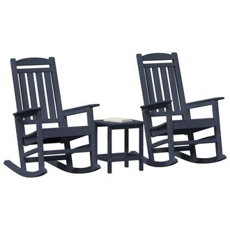 Berkfield Home Modern 3 Piece Garden Lounge Set Navy Blue HDPE