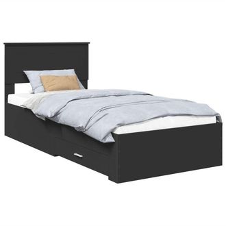 vidaXL Estructura De Cama Con Cabecera Negro Y Plata 100 X 200 Cm Vidaxl