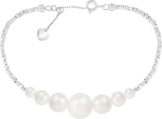 Splendid Pearls Graduated Freshwater Pearl Chain Bracelet in White at Nordstrom Rack