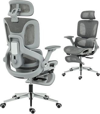 HOMCOM Ergonomic Office Chair, Mesh Desk Chair with Lumbar Support, Footrest