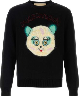 Valentino Garavani Mens Black Cotton Bled Sweater - Size Medium