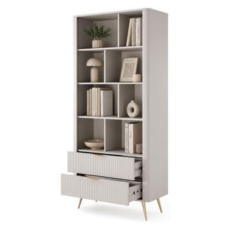 Dmora Estanter&iacute;a Kabavasi, Biblioteca Con 2 Cajones, 4 Estantes, Con Patas, 88x38x194h Cm Beige