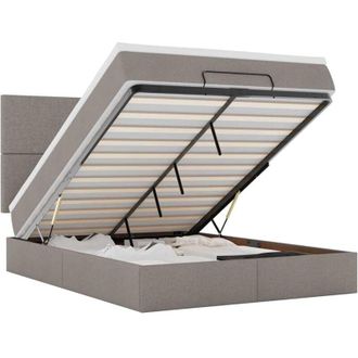 vidaXL Estructura De Cama Otomana Colch&oacute;n Tela Gris Pardo 140x190cm Vidaxl