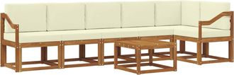 vidaXL Conjunto De Sof&aacute;s De Exterior 7 Uds. Natural Y Crema Vidaxl