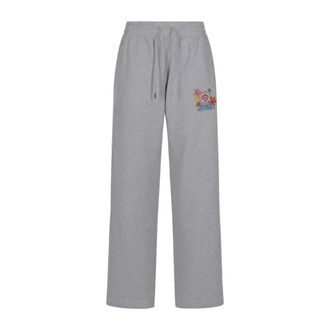 Casablanca Sweatpants, female, Gray, Size: XS Embroidered Cropped Sweatpants