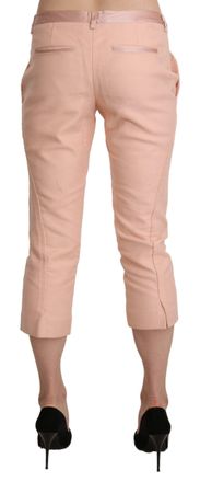 Ermanno Scervino Womens Pink Low Waist Skinny Cropped Capri Pants Cotton