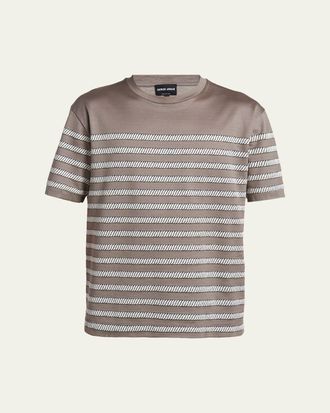 Giorgio Armani Mens Jersey Stripe Crewneck T-Shirt