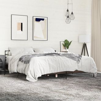 vidaXL Vidaxl - Estructura Cama Madera Ingenier&iacute;a Metal Marr&oacute;n Roble 200x200 Cm