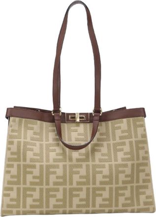 Fendi Beige Jacquard Leather Tote Bag (Pre-Owned)