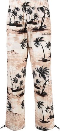 Palm Angels palm tree-print trousers - men - Polyester - M - Neutrals