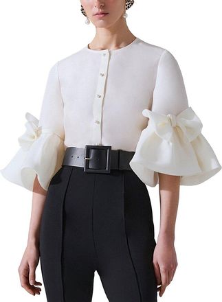 Carolina Herrera Silk Pearl Button Top